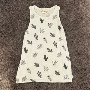 French Pastry Cactus Print Tank Top - White and Black